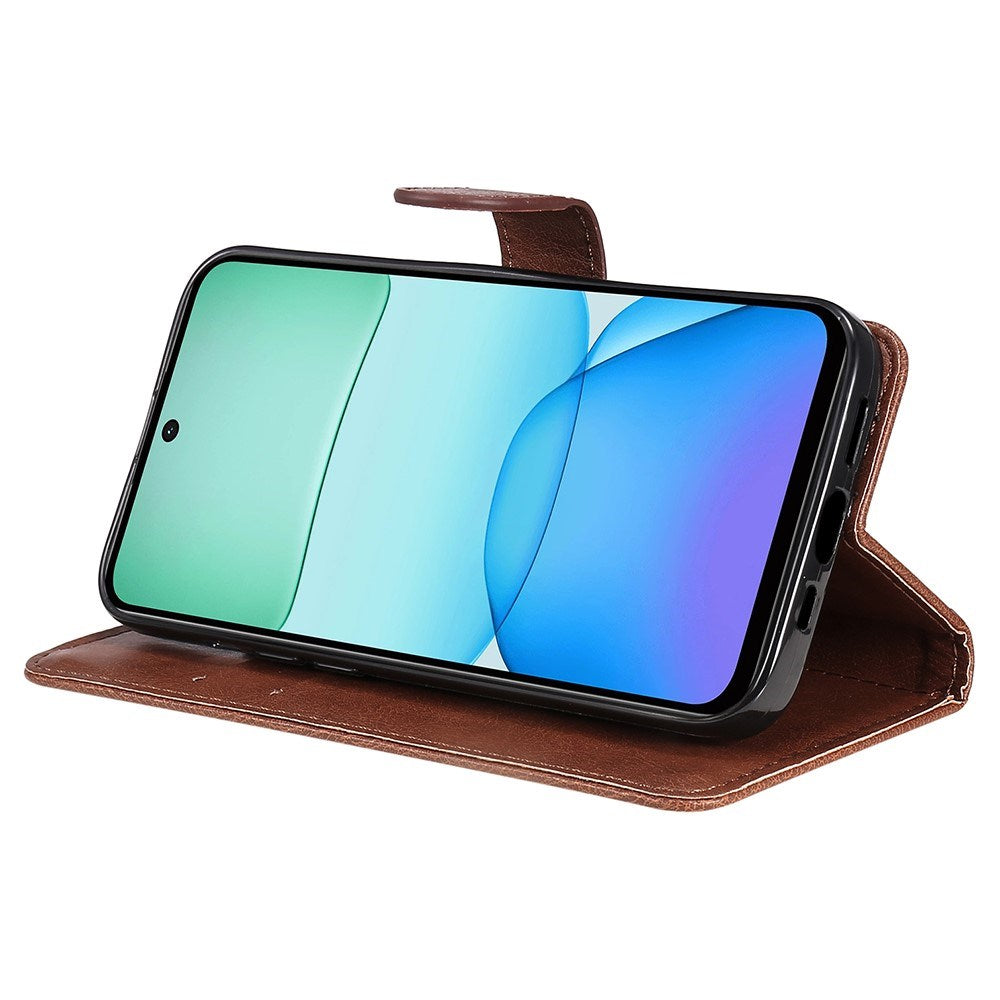 EIDERWOOD Xiaomi Redmi 13 flip-deksel i kunstskinn m. Lommebok og stropp - Brun