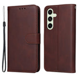 EIDERWOOD Samsung Galaxy S24 FE Leather Flip Cover m. Lommebok og stropp - brun