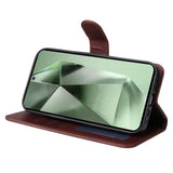 EIDERWOOD Samsung Galaxy S24 FE Leather Flip Cover m. Lommebok og stropp - brun