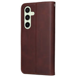EIDERWOOD Samsung Galaxy S24 FE Leather Flip Cover m. Lommebok og stropp - brun