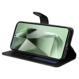 EIDERWOOD Samsung Galaxy S24 FE Leather Flip Cover m. Lommebok og stropp - Svart