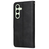 EIDERWOOD Samsung Galaxy S24 FE Leather Flip Cover m. Lommebok og stropp - Svart