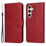 EIDERWOOD Samsung Galaxy S24 FE Leather Flip Cover m. Lommebok og stropp - rød