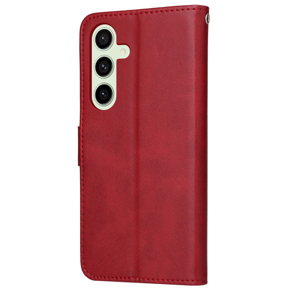 EIDERWOOD Samsung Galaxy S24 FE Leather Flip Cover m. Lommebok og stropp - rød