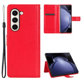 EIDERWOOD Samsung Galaxy Z Fold6 Leather Flip Cover m. Lommebok og stropp - rød