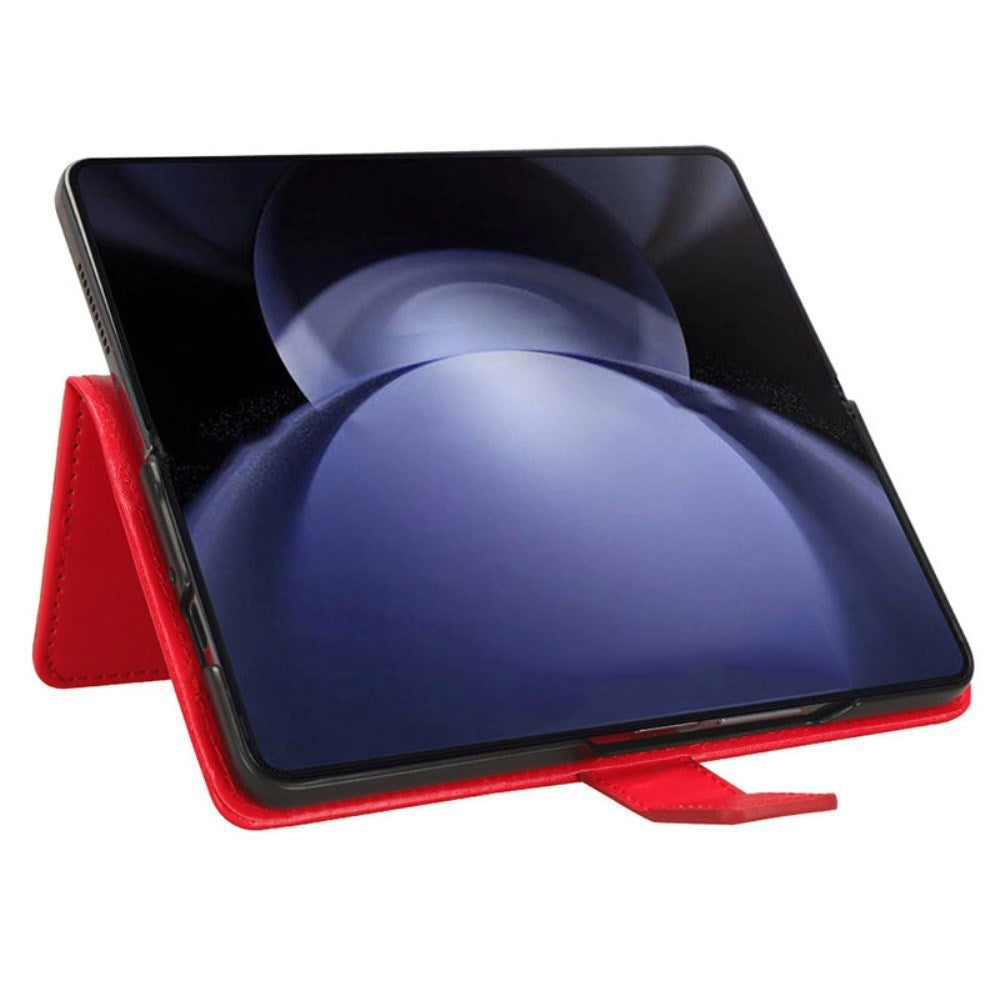 EIDERWOOD Samsung Galaxy Z Fold6 Leather Flip Cover m. Lommebok og stropp - rød