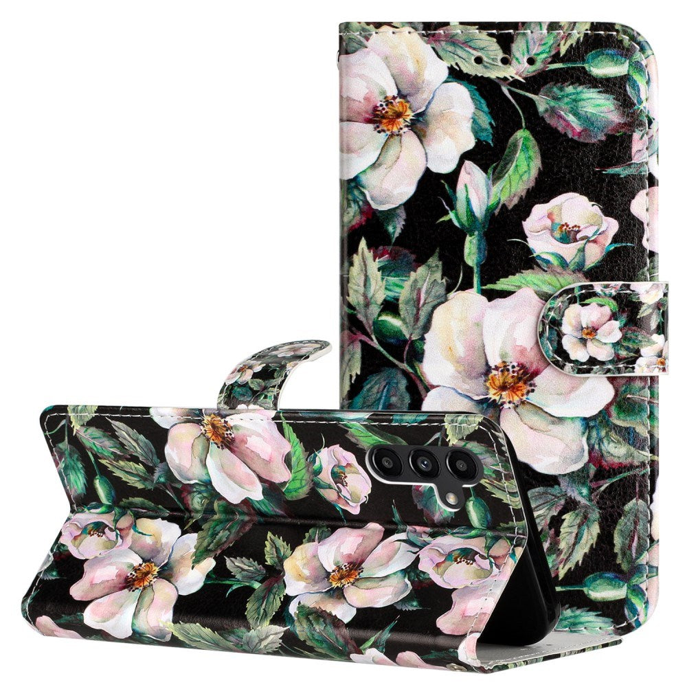 EIDERWOOD Samsung Galaxy S24 FE Vegan Leather Flip Cover m. Stropp og veske - Magnolia Flowers