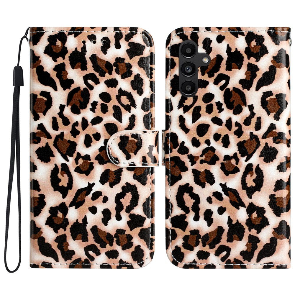 EIDERWOOD Samsung Galaxy S24 FE Vegan Leather Flip Cover m. Stropp og lommebok - leopardtrykk