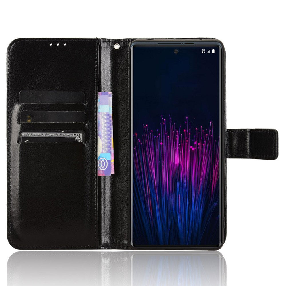 HTC U24 Pro (5G) - EIDERWOOD glanset skinndeksel m. Lommebok og stropp - Svart