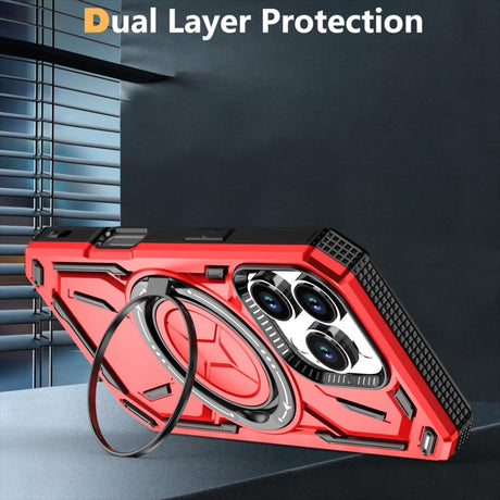 EIDERWOOD iPhone 16 Pro Craftsman Bakdeksel m. Magnetisk stativ - MagSafe-kompatibel - Rød