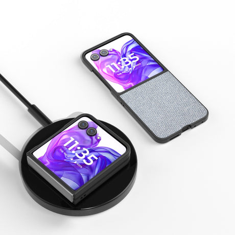 Motorola Razr 50 Ultra (5G) - EIDERWOOD vegansk skinnglitterdeksel - grå