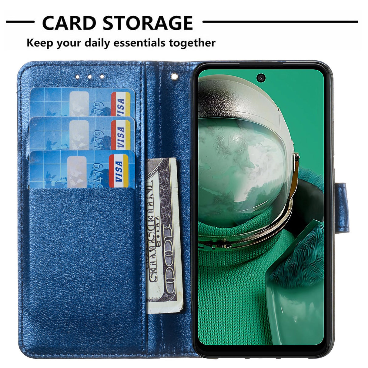 HMD Pulse/Pro/Plus - EIDERWOOD Skinntrekk m. Lommebok og stropp - blå