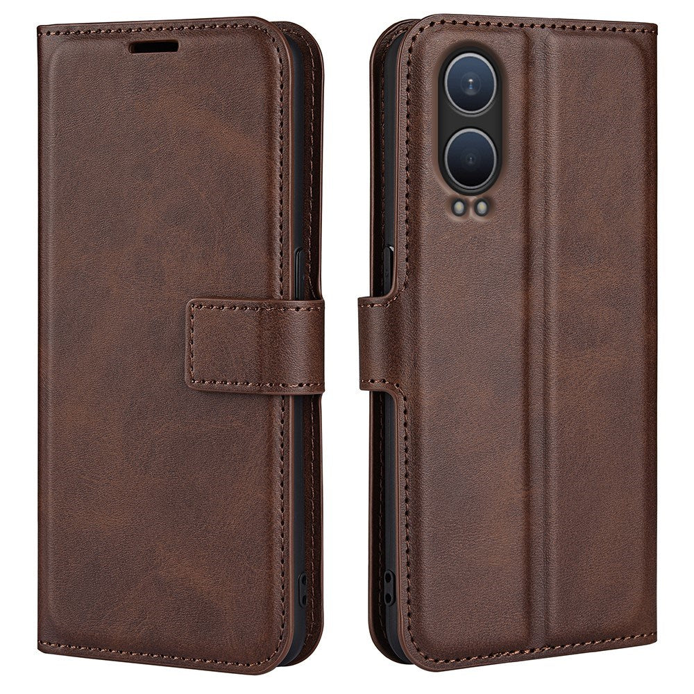 EIDERWOOD OnePlus Nord CE4 Lite (5G) Leather Flip Cover m. Kortholder og magnetisk lukking - brun