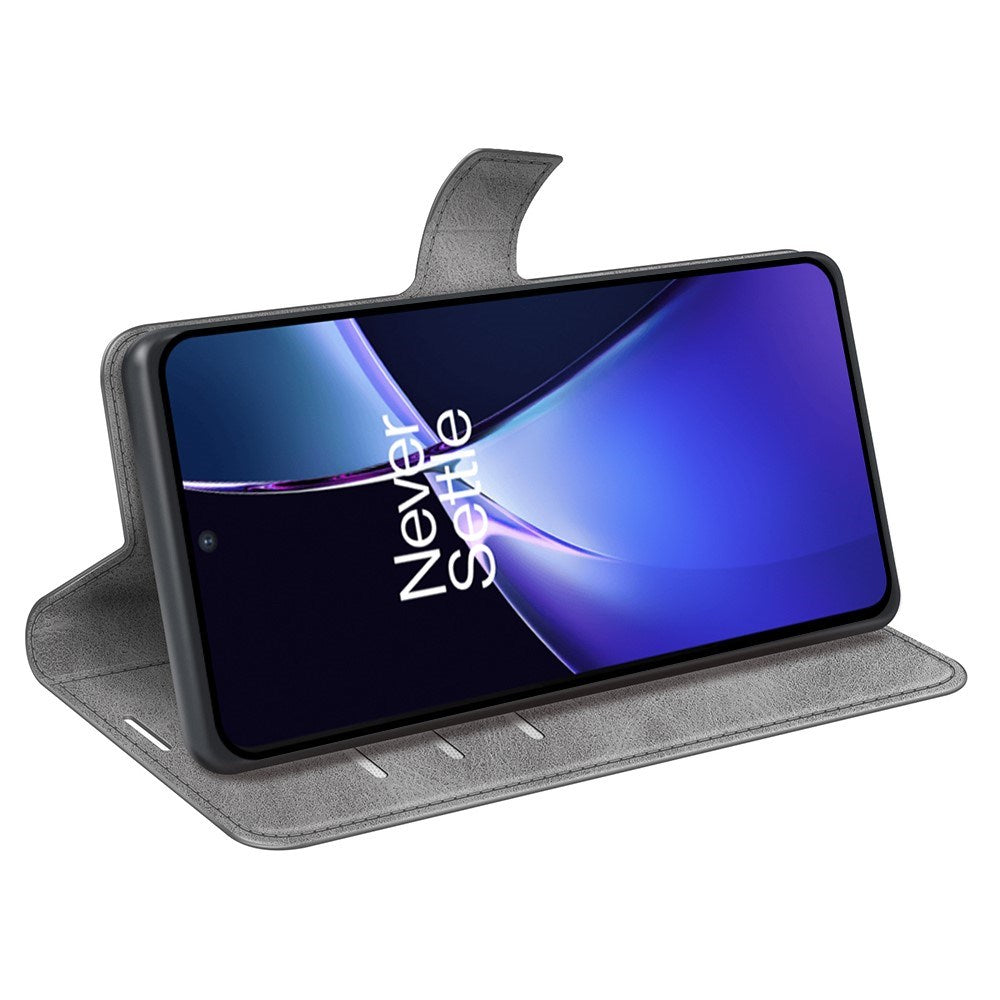 EIDERWOOD OnePlus Nord CE4 Lite (5G) Flip-deksel i skinn m. Kortholder og magnetisk lukking - Grå