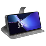 EIDERWOOD OnePlus Nord CE4 Lite (5G) Flip-deksel i skinn m. Kortholder og magnetisk lukking - Grå