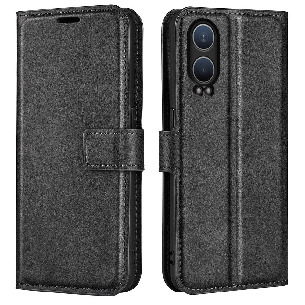 EIDERWOOD OnePlus Nord CE4 Lite (5G) Leather Flip Cover m. Kortholder og magnetisk lukking - svart