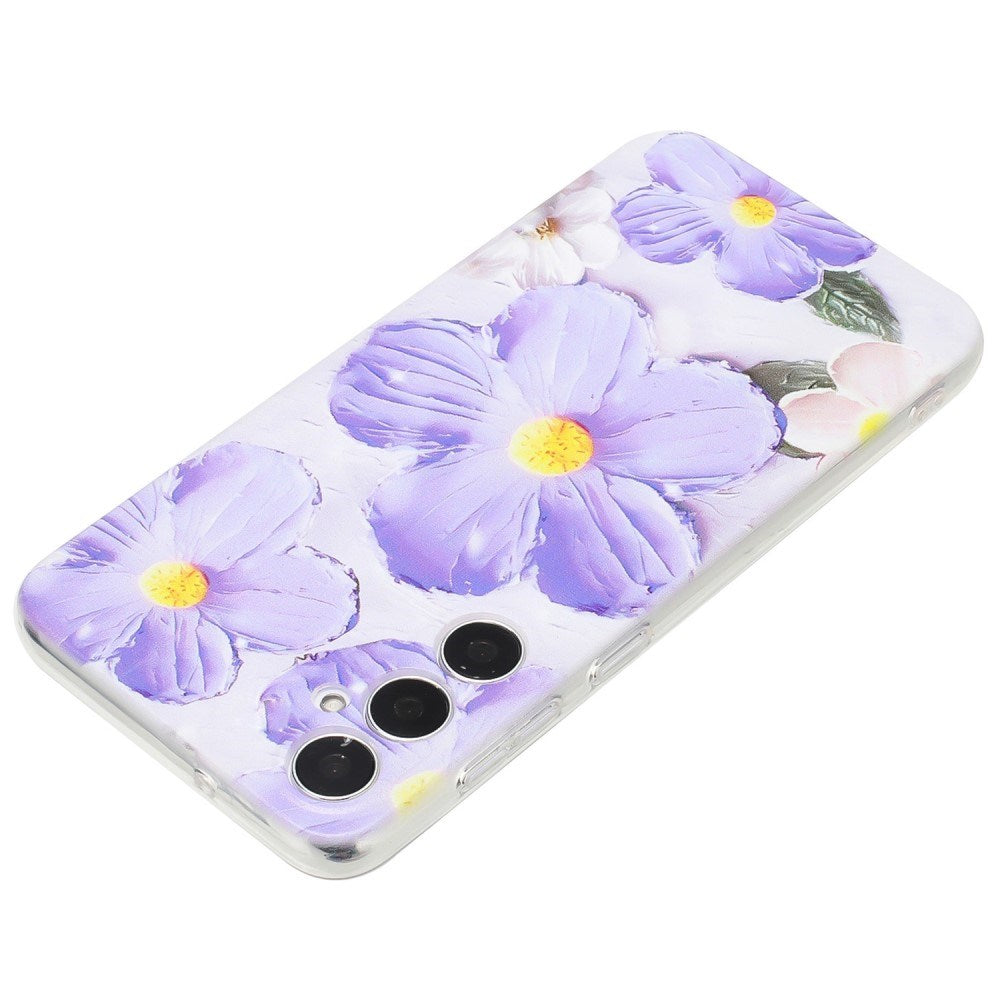 EIDERWOOD Samsung Galaxy S24 FE fleksibelt plastdeksel m. Motiv - Transparente / Lilla blomster