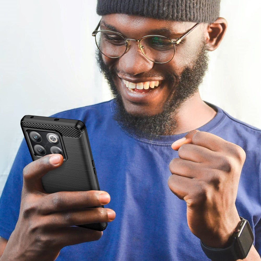 OnePlus 10T Carbon Fiber Plastic Bakdeksel - Svart