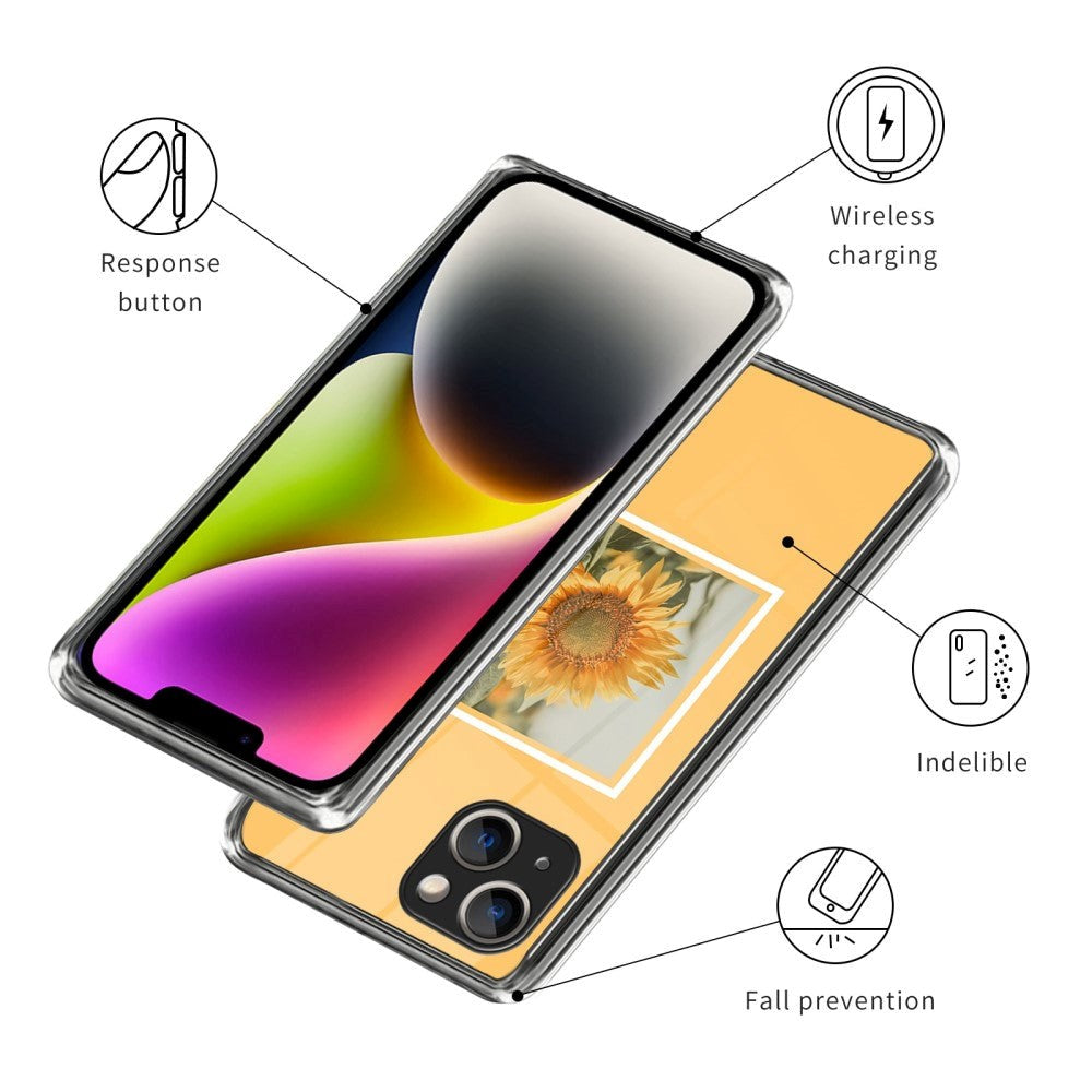 iPhone 14 fleksibelt plastdeksel - solsikke i en ramme