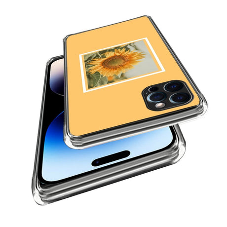 iPhone 14 Pro fleksibelt plastdeksel - solsikke i en ramme