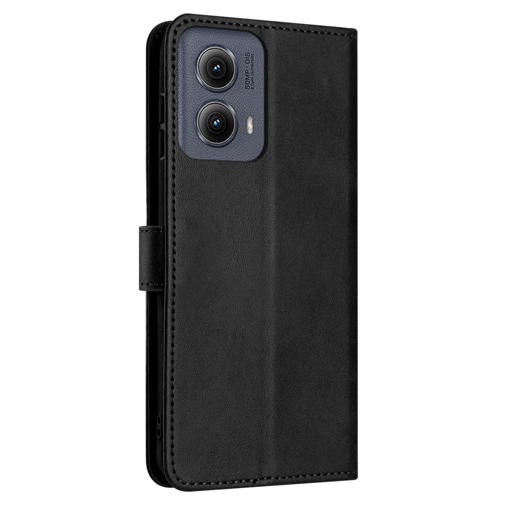 EIDERWOOD Motorola G85 (5G) Leather Flip Cover m. Kortholder &amp; stropp - Svart