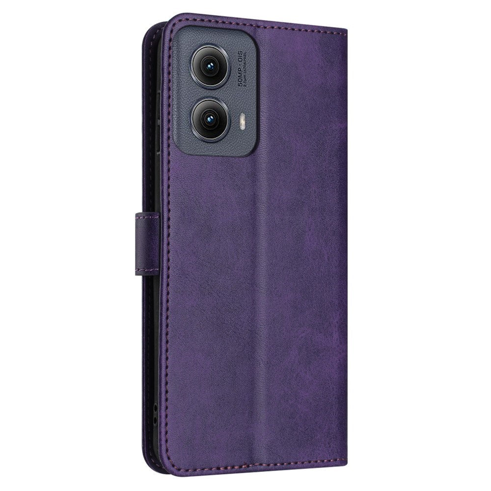 EIDERWOOD Motorola G85 (5G) Leather Flip Cover m. Kortholder og snor - Lilla
