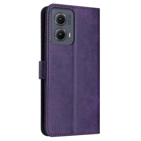 EIDERWOOD Motorola G85 (5G) Leather Flip Cover m. Kortholder og snor - Lilla
