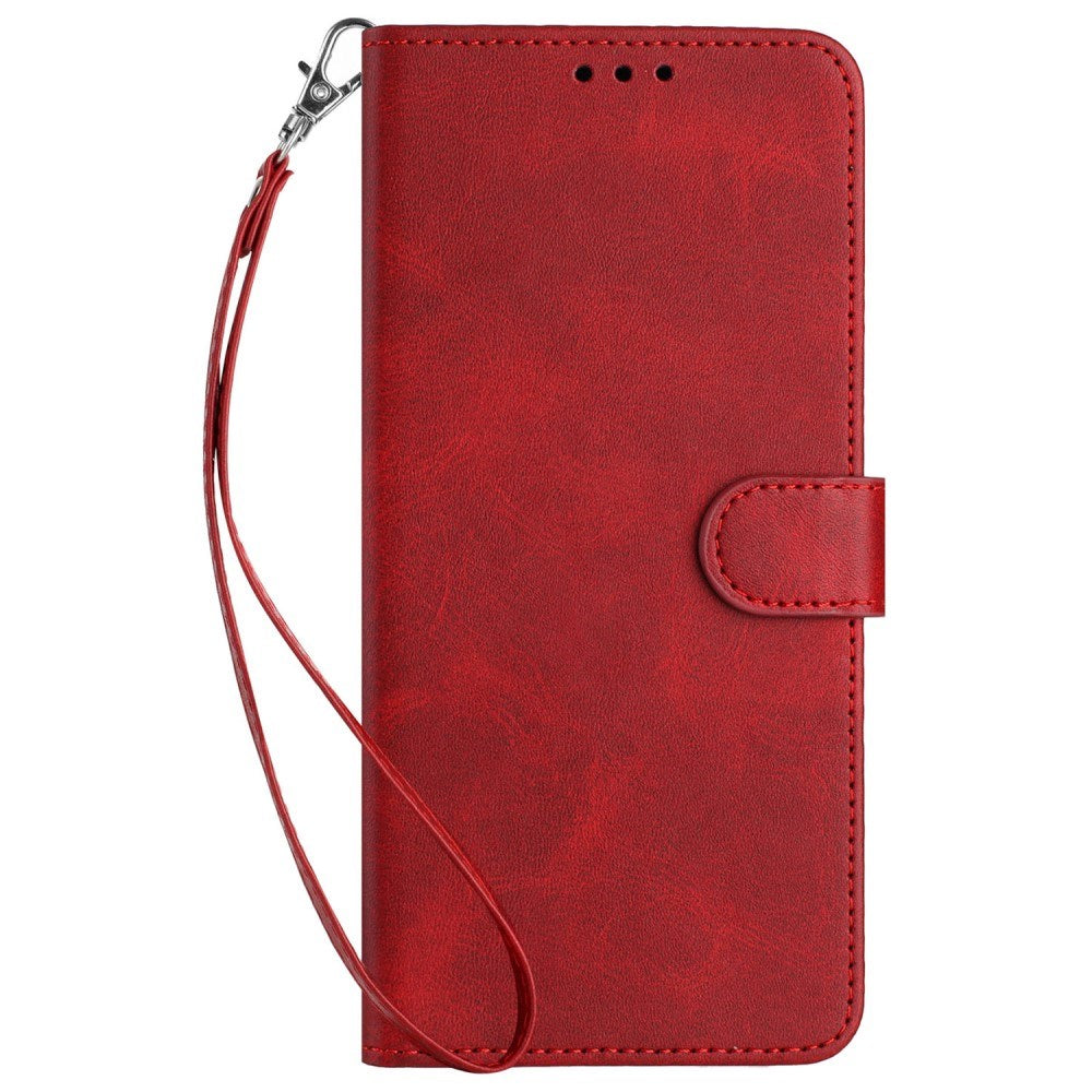 EIDERWOOD Motorola G85 (5G) Leather Flip Cover m. Kortholder og stropp - Rød