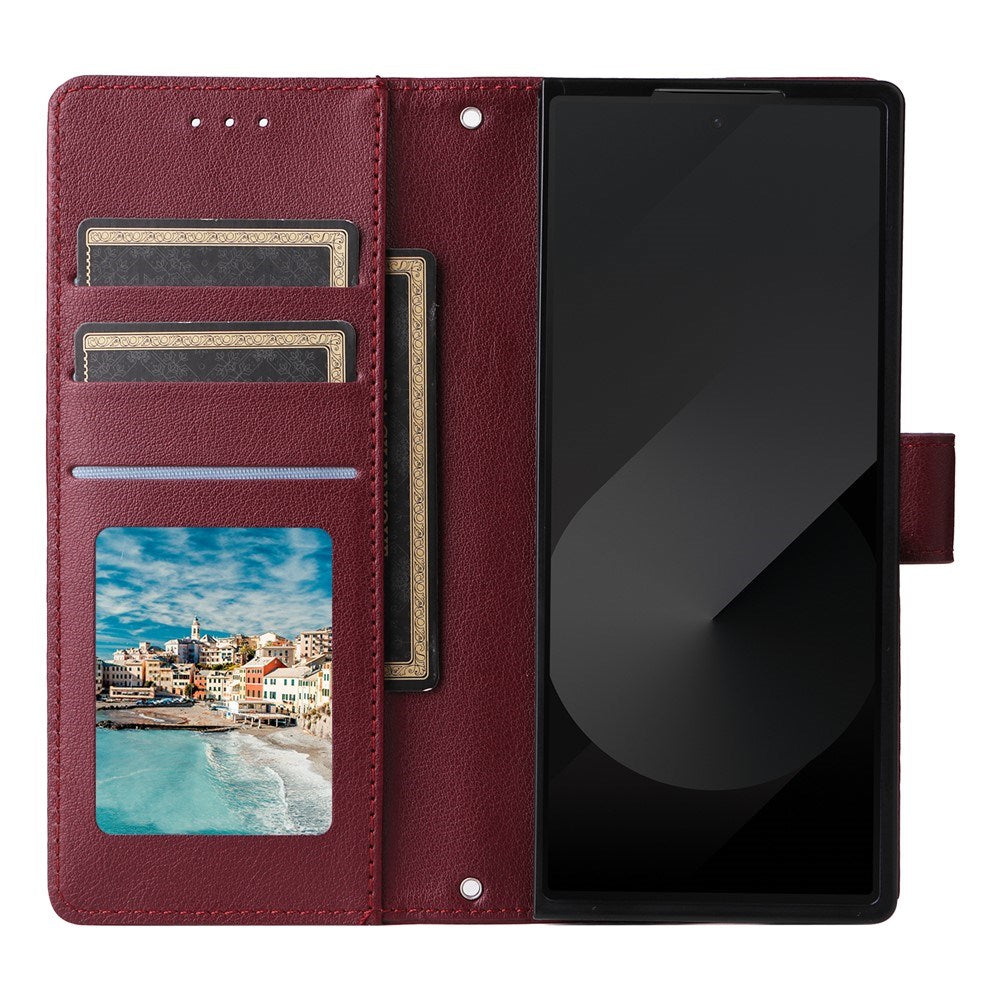 Samsung Galaxy Z Fold6 - EIDERWOOD Kunstlæder Flip Cover - Mørkerød