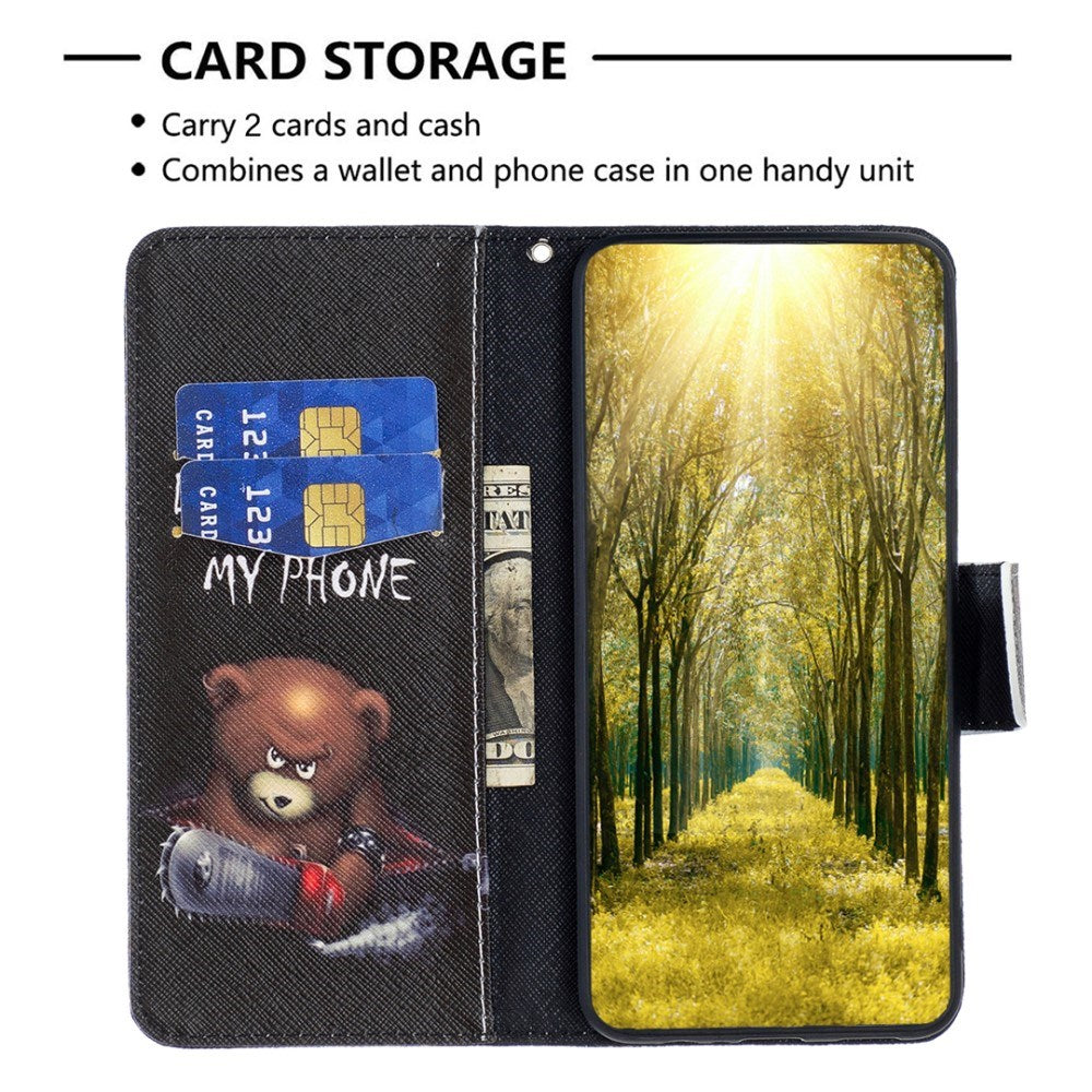 EIDERWOOD Samsung Galaxy A16 Leather Flip Cover m. Lommebok og trykk - Bjørn
