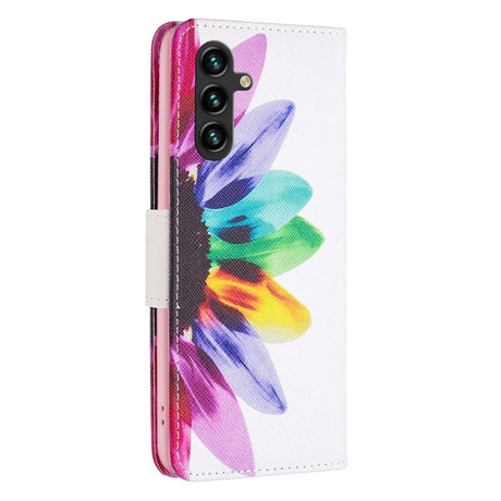 EIDERWOOD Samsung Galaxy A16 Leather Flip Cover m. Lommebok og trykk - fargerik blomst