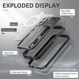 iPhone 16 Plus vanntett håndverker plastdeksel m. Skjermbeskytter og stropp - MagSafe-kompatibel - Gjennomsiktig / Svart