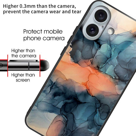 EIDERWOOD iPhone 16 Plastik Bagside Cover m. Glasbagside - Orange / Blå Sky