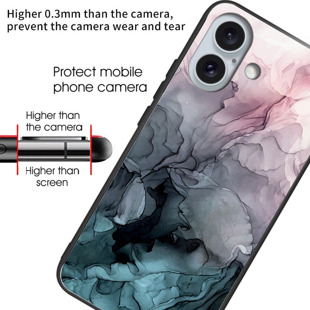 EIDERWOOD iPhone 16 plastbakdeksel m. Bakside i glass - Blå / Rosa Himmel