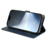 EIDERWOOD iPhone 16 Pro Leather Flip Cover m. Stativ og lommebok - Blå