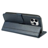 EIDERWOOD iPhone 16 Pro Leather Flip Cover m. Stativ og lommebok - Blå