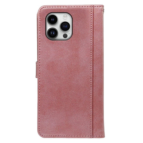 EIDERWOOD iPhone 16 Pro Leather Flip Cover m. Stativ og lommebok - Rose gull