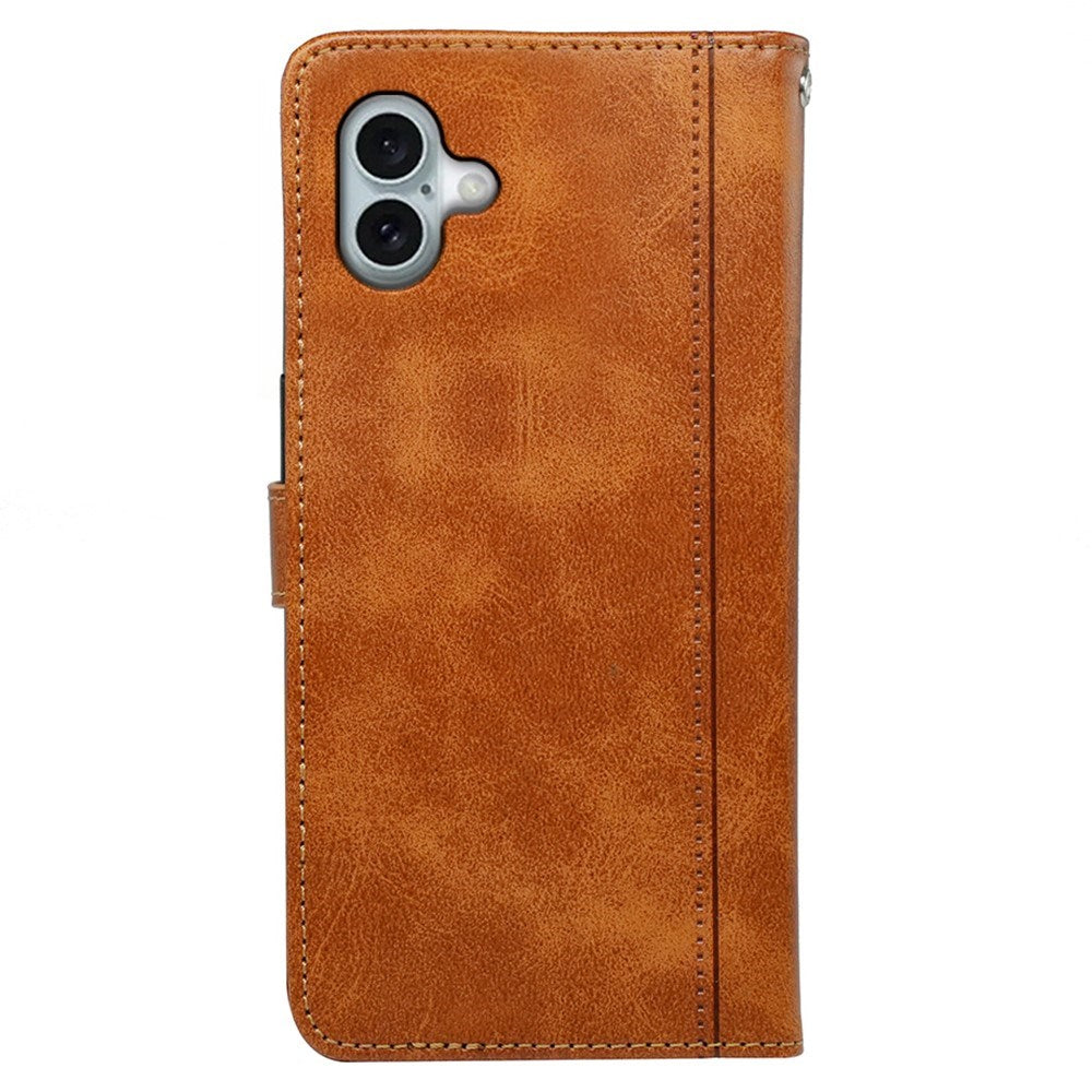 EIDERWOOD iPhone 16 Leather Flip Cover m. Stativ og lommebok - Lysebrun
