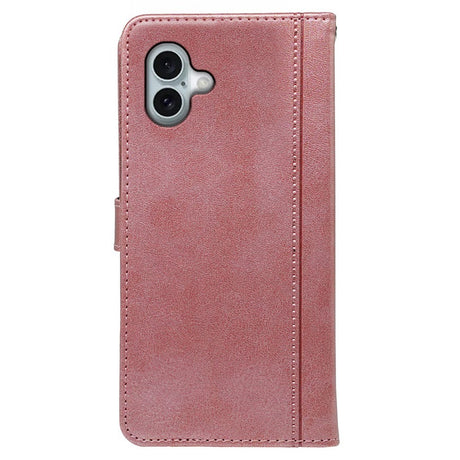 EIDERWOOD iPhone 16 Leather Flip Cover m. Stativ og lommebok - Rose gull
