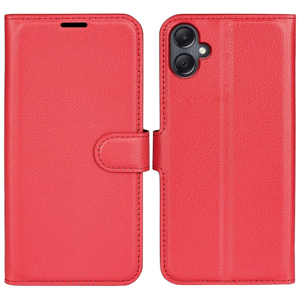 EIDERWOOD Samsung Galaxy A06 Litchi Leather Flip Deksel inkl. Kortholder - Rød