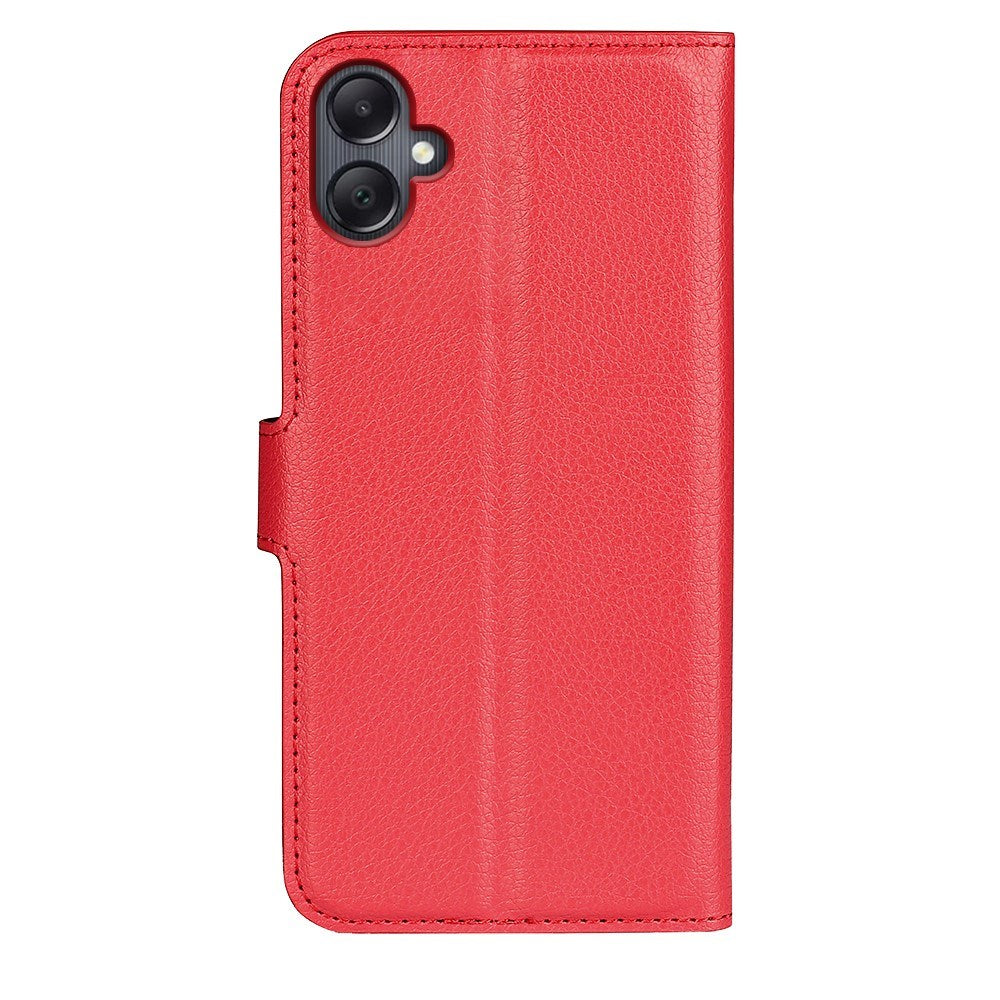 EIDERWOOD Samsung Galaxy A06 Litchi Leather Flip Deksel inkl. Kortholder - Rød
