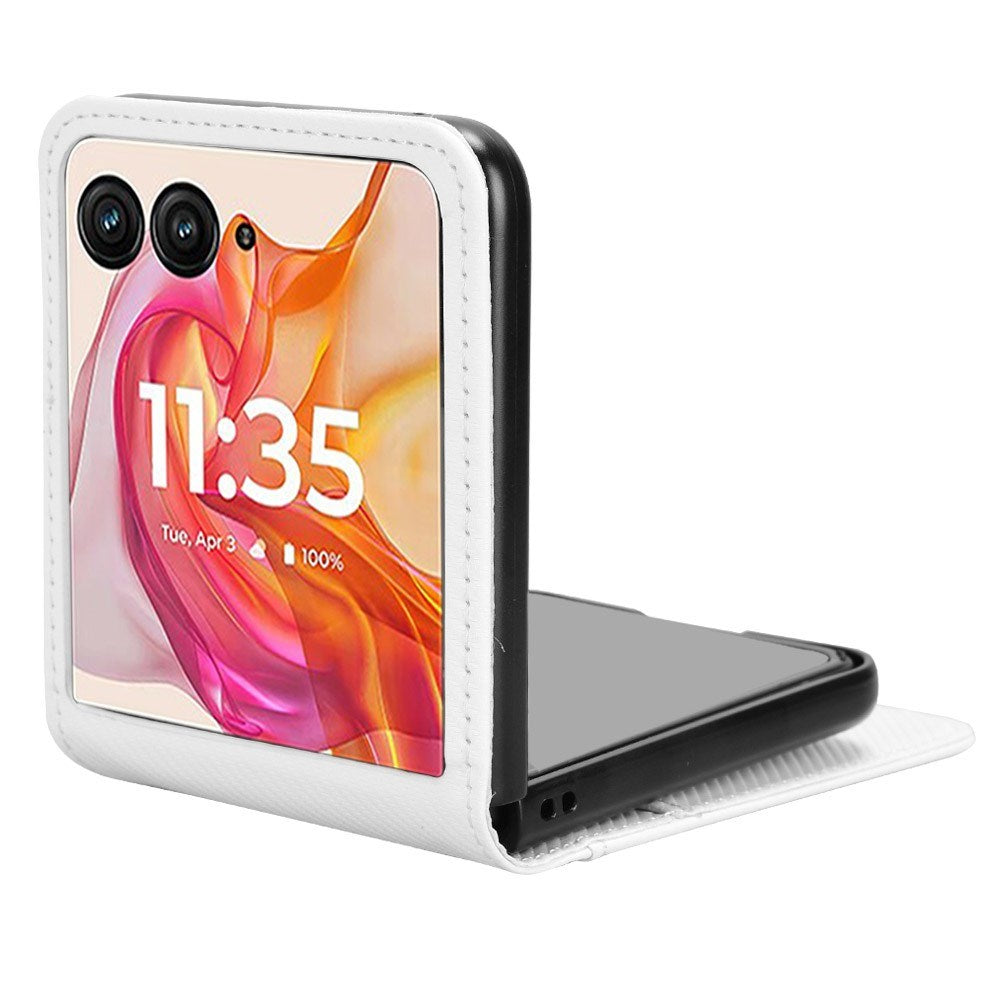 EIDERWOOD Motorola Razr 50 Ultra 5G deksel i kunstskinn m. Kortholder - Hvit