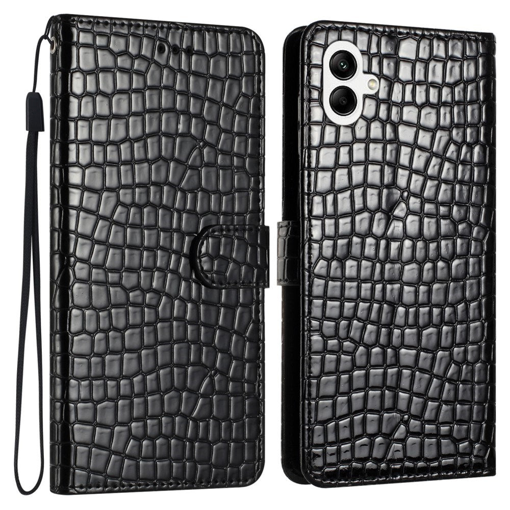 EIDERWOOD Samsung Galaxy A06 Mobil Flip Deksel m. Crocodile Texture - Vegansk skinn - Svart