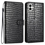 EIDERWOOD Samsung Galaxy A06 Mobil Flip Deksel m. Crocodile Texture - Vegansk skinn - Svart
