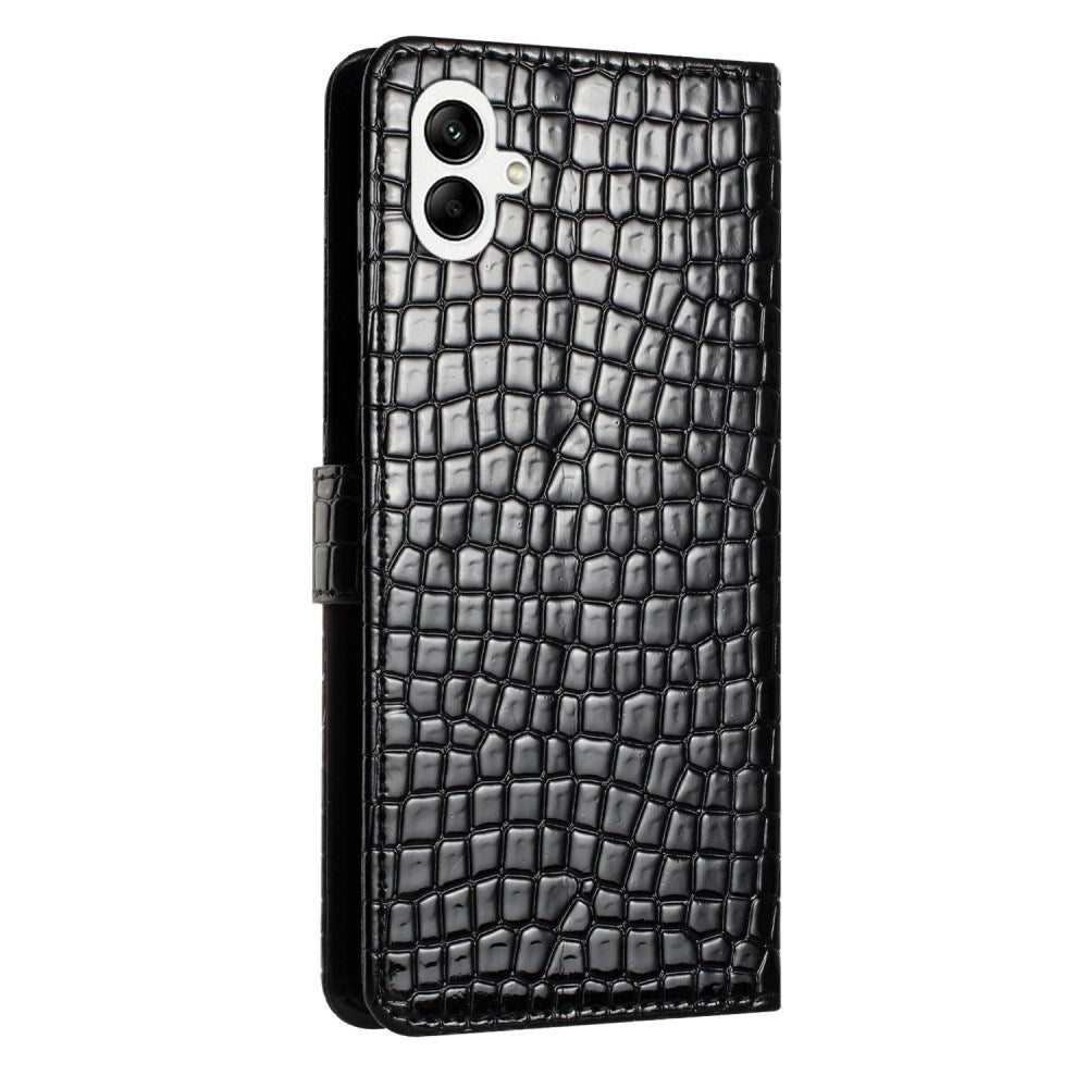 EIDERWOOD Samsung Galaxy A06 Mobil Flip Deksel m. Crocodile Texture - Vegansk skinn - Svart