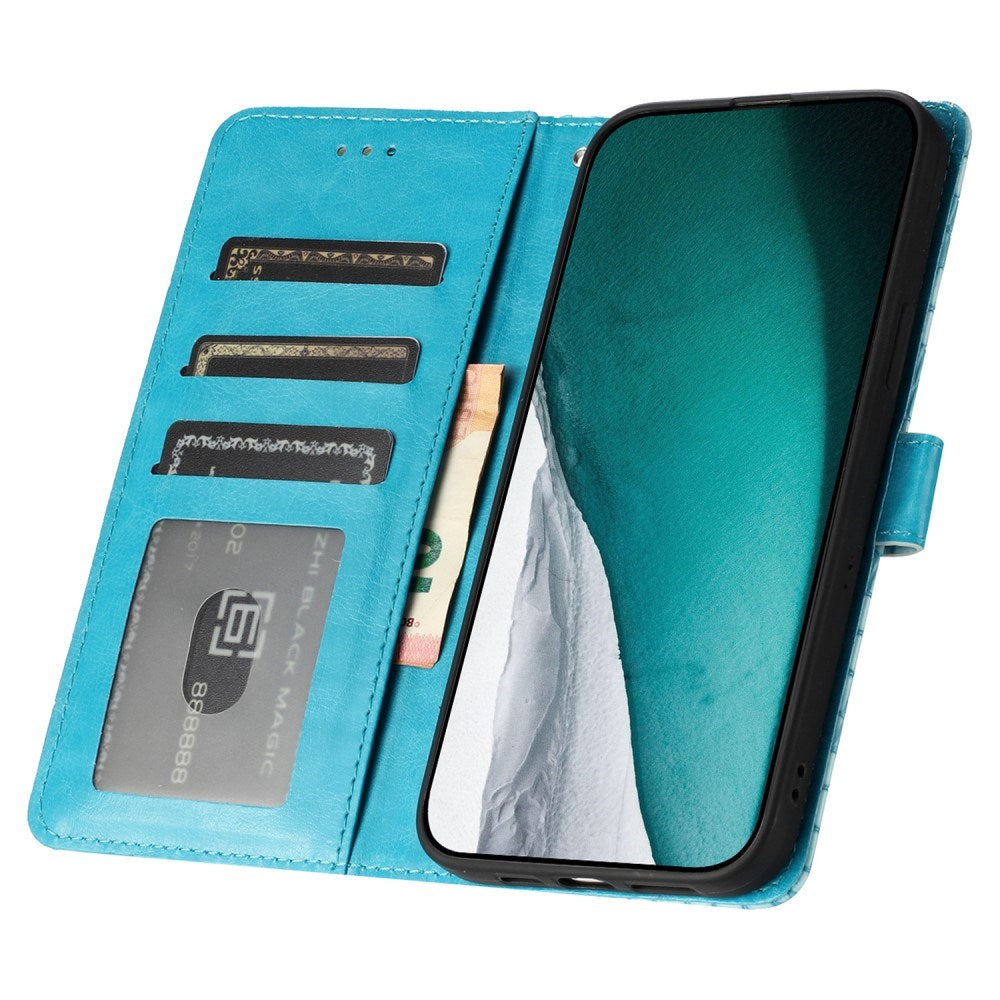 EIDERWOOD Samsung Galaxy A06 Mobil Flip Deksel m. Krokodilletekstur - Vegansk skinn - Blå