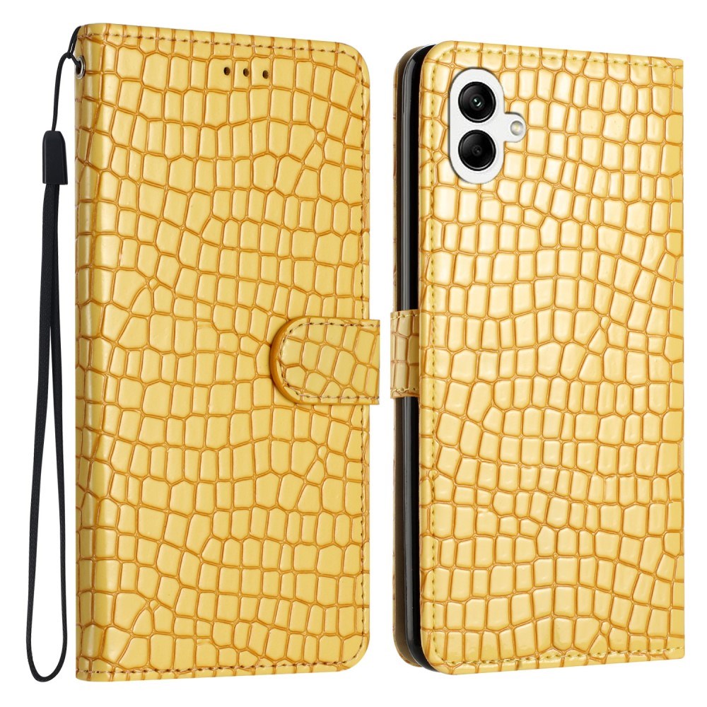 EIDERWOOD Samsung Galaxy A06 Mobil Flip Deksel m. Crocodile Texture - Vegansk skinn - Gult