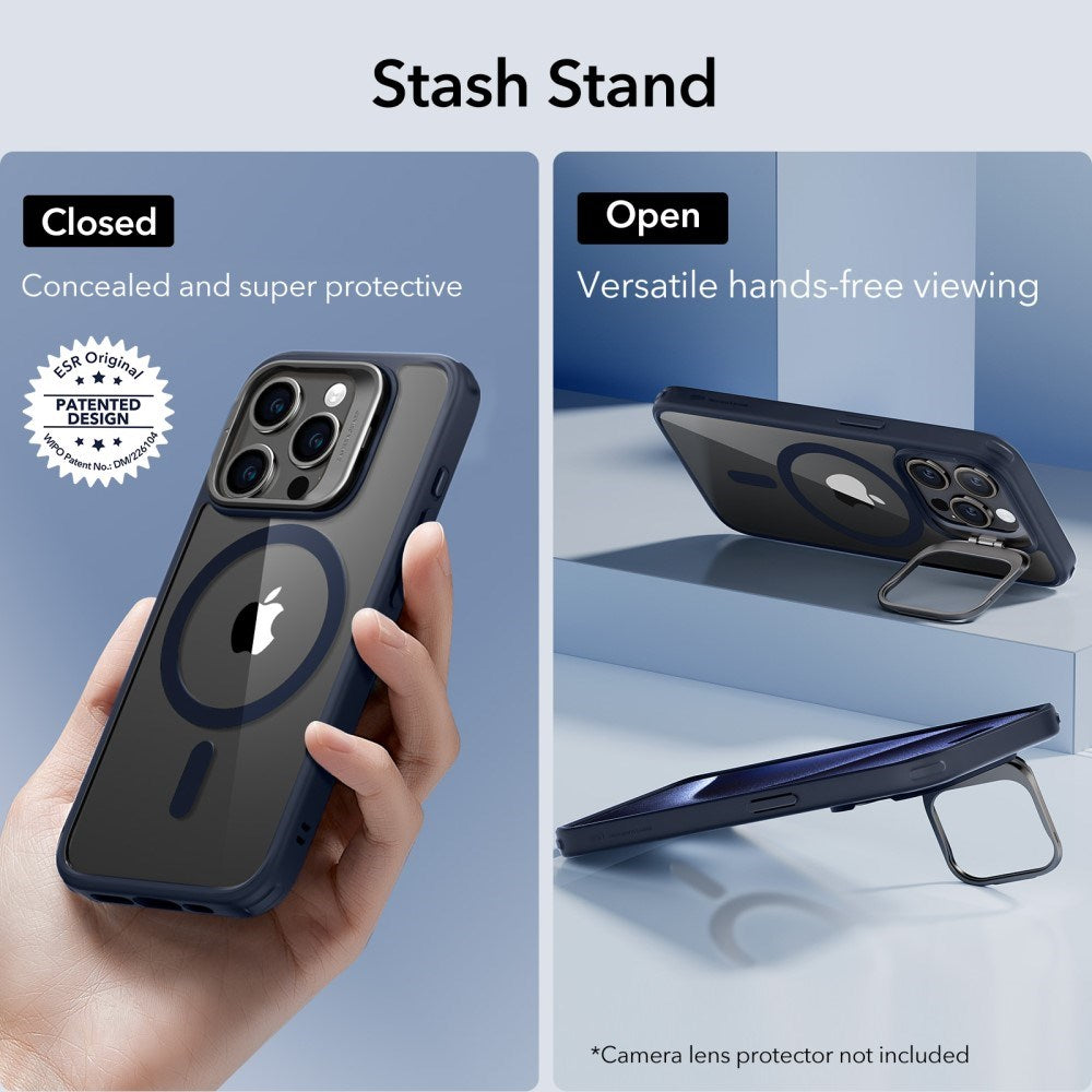iPhone 16 ESR Kickstand Hybrid Bakdeksel - MagSafe-kompatibel - Gjennomsiktig / Blå