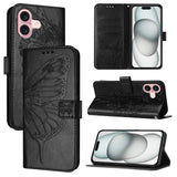 EIDERWOOD iPhone 16 Plus Læder Cover m. Kortholder - Sommerfugleaftryk - Sort