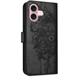 EIDERWOOD iPhone 16 Plus Læder Cover m. Kortholder - Sommerfugleaftryk - Sort